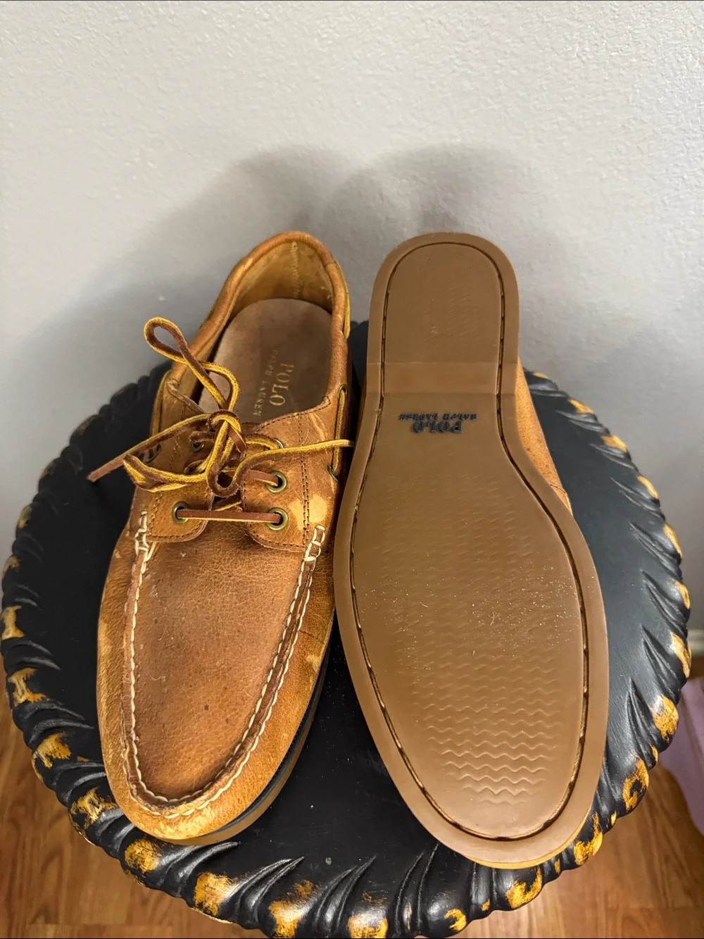 Polo Ralph Lauren Men's Bienne tumbled leather boat shoes, size 11D